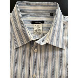 Versace Classic Dress Shirt Mens 17.5/44 Blue 100% Cotton Long‎ Sleeve Textured